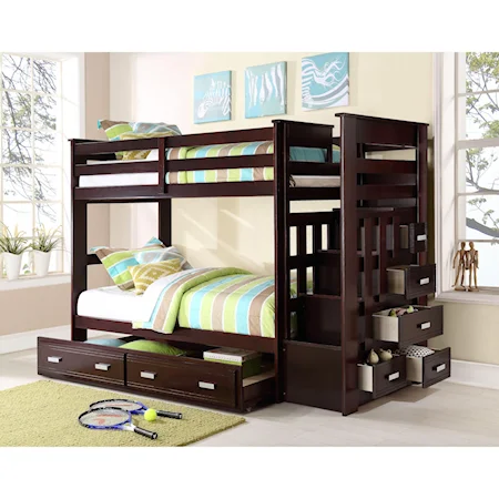 Twin/Twin Bunk Bed w/Storage Ladder & Trundle